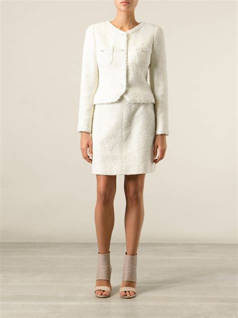 chanel white tweed suit|vintage chanel tweed suit.